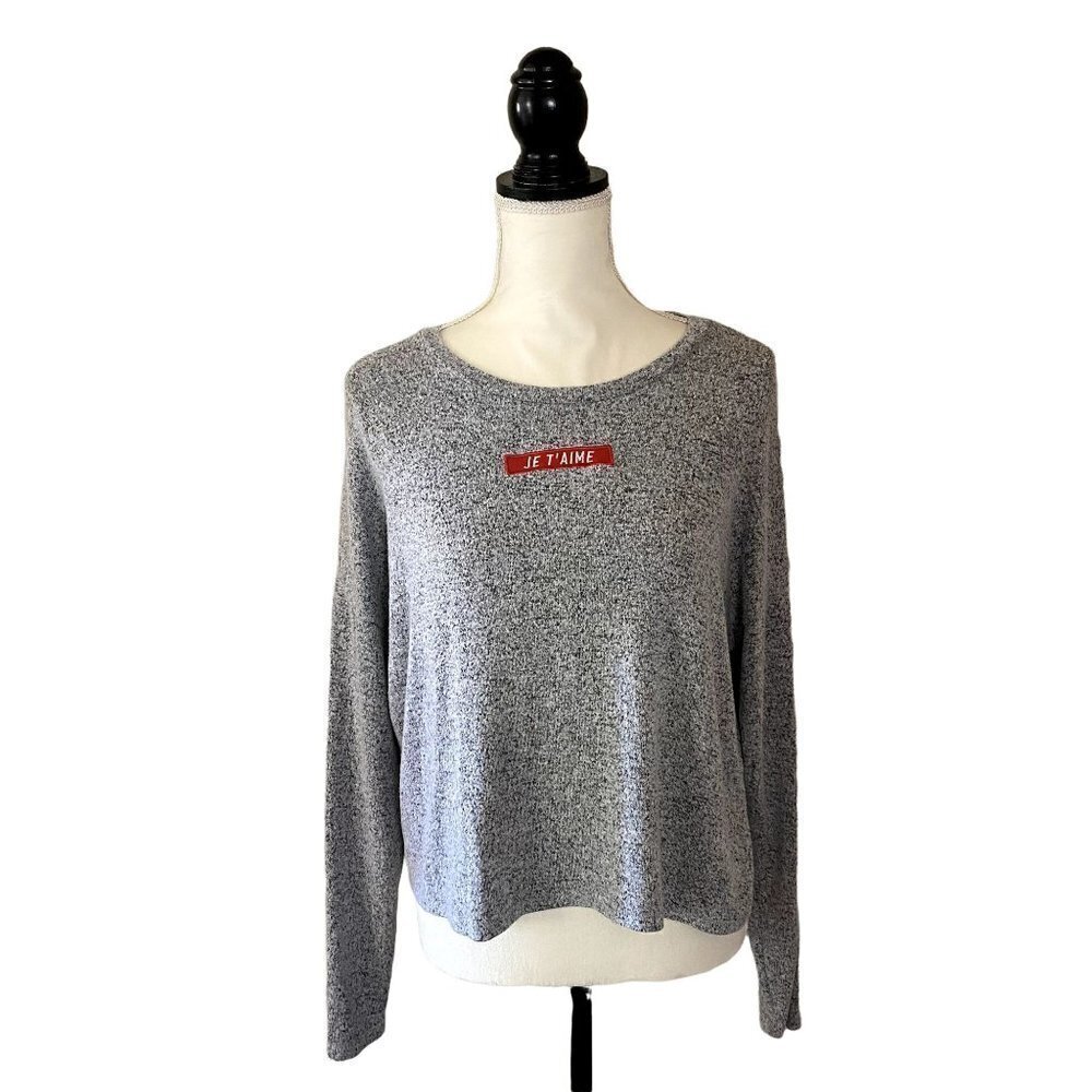 Forever 21 | Je T'aime Long Sleeve Top | Color: Light Gray | Medium